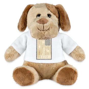 Drapeau américain aux tons sépia pour le paintball - Chien en peluche Helge MiniFeet® - blanc - Devant