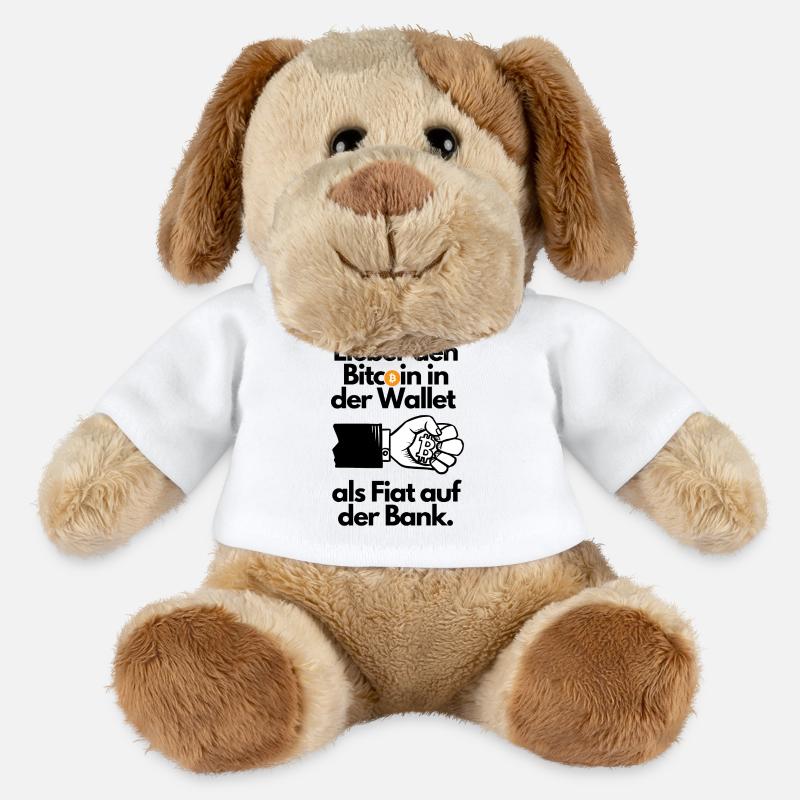 Krypto Lieber den Bitcoin in der Hand BTC - MiniFeet® Hund Helge - Weiß