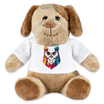Colorful Graphic Owl for Owl Fans and Bird Lovers - MiniFeet® Dog Helge - white - Front