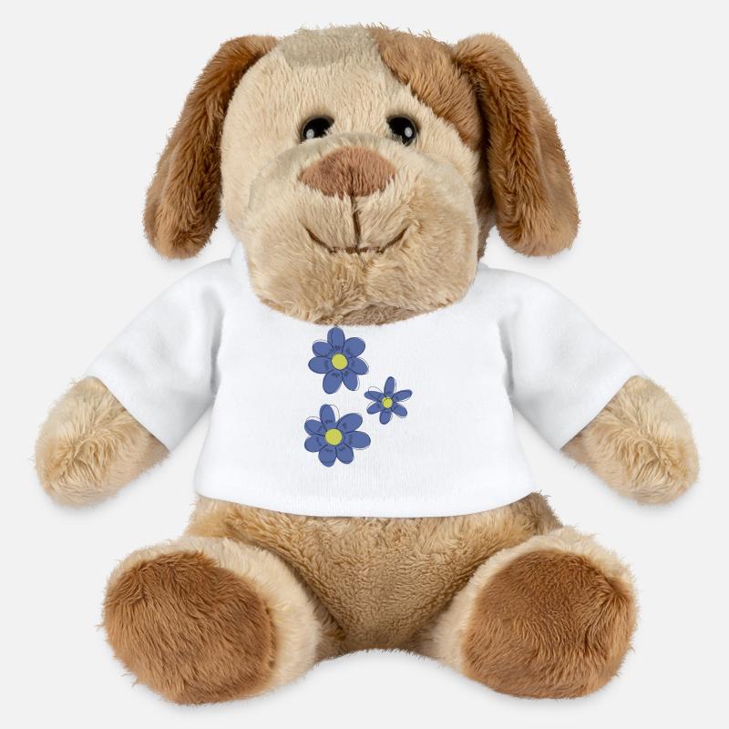 Blaue Blumen - MiniFeet® Hund Helge - Weiß