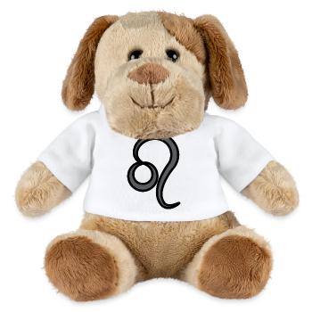 Signe du zodiaque Lion symbole noir et gris - Chien en peluche Helge MiniFeet® - blanc - Devant