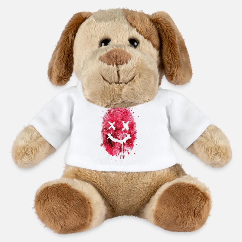 Empreinte digitale avec un message amical - Chien en peluche Helge MiniFeet® - blanc