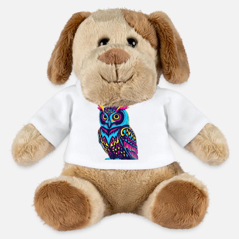 Neon Tribal Eule Design - MiniFeet® Hund Helge - Weiß