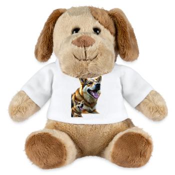 Freudiger Hundemotiv auf lebendiger Leinwand - MiniFeet® Hund Helge - Weiß - Vorne