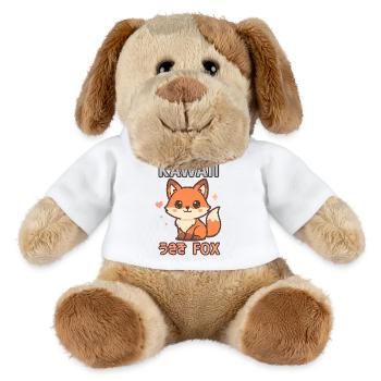 Kawaii Fuchs Cartoon Shirt Motiv - MiniFeet® Hund Helge - Weiß - Vorne