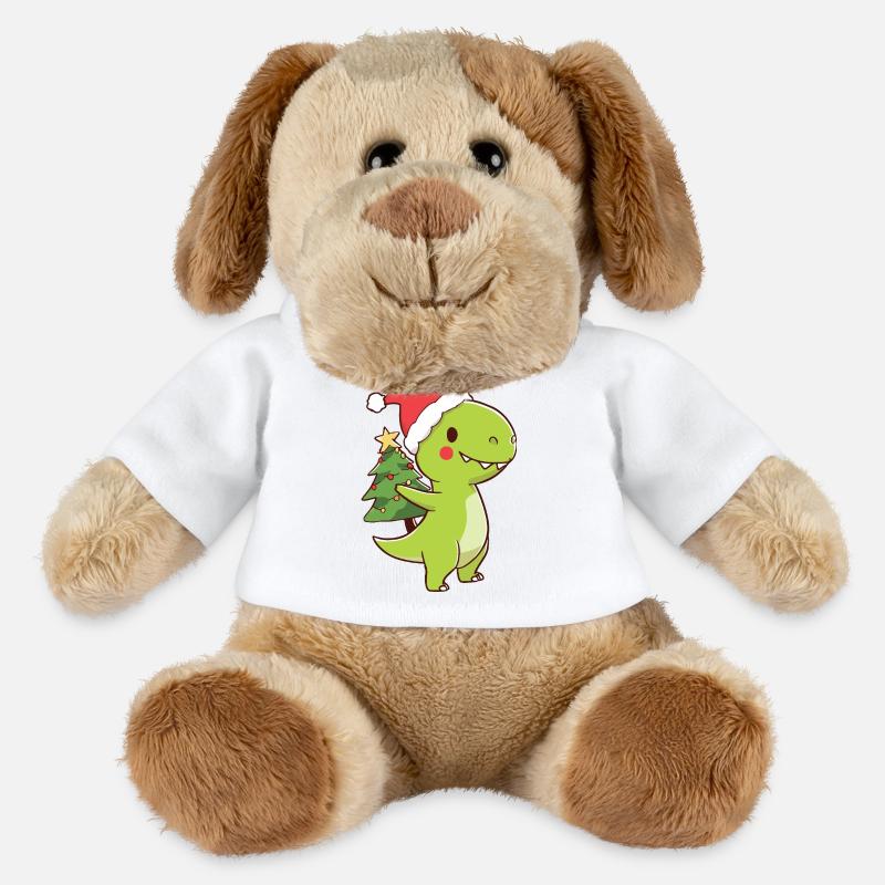 Kawaii Dino T-Rex mit Weihnachtsbaum - MiniFeet® Hund Helge - Weiß