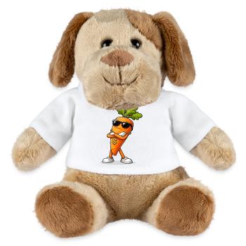 Carotte cool avec lunettes de soleil et chaîne - Chien en peluche Helge MiniFeet® - blanc - Devant