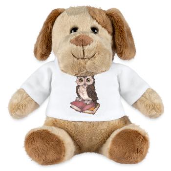 Livres cadeaux de chouette lectrice mignons - Chien en peluche Helge MiniFeet® - blanc - Devant