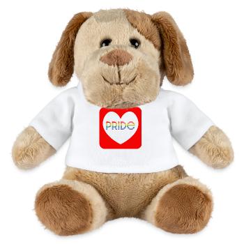 Cœur arc-en-ciel de fierté - Chien en peluche Helge MiniFeet® - blanc - Devant