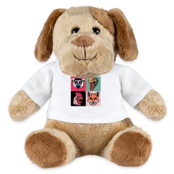 Pop Art Snake Fox Rooster Lemur - MiniFeet® Dog Helge - white - Front