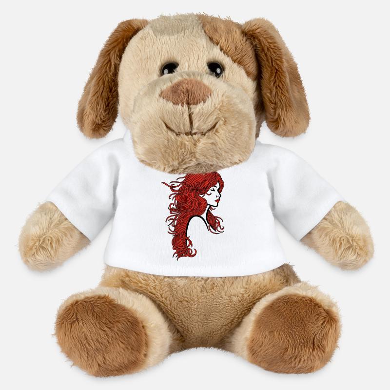 Rothaariges Mädchen - MiniFeet® Hund Helge - Weiß