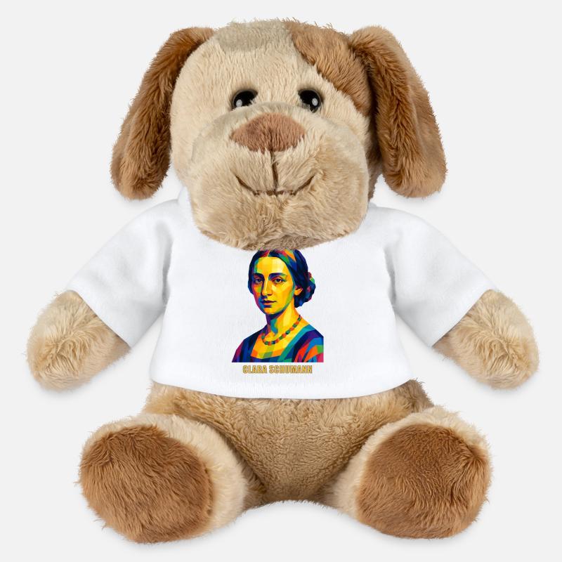 WPAP Polygon Portrait Clara Schumann Komponistin - MiniFeet® Hund Helge - Weiß