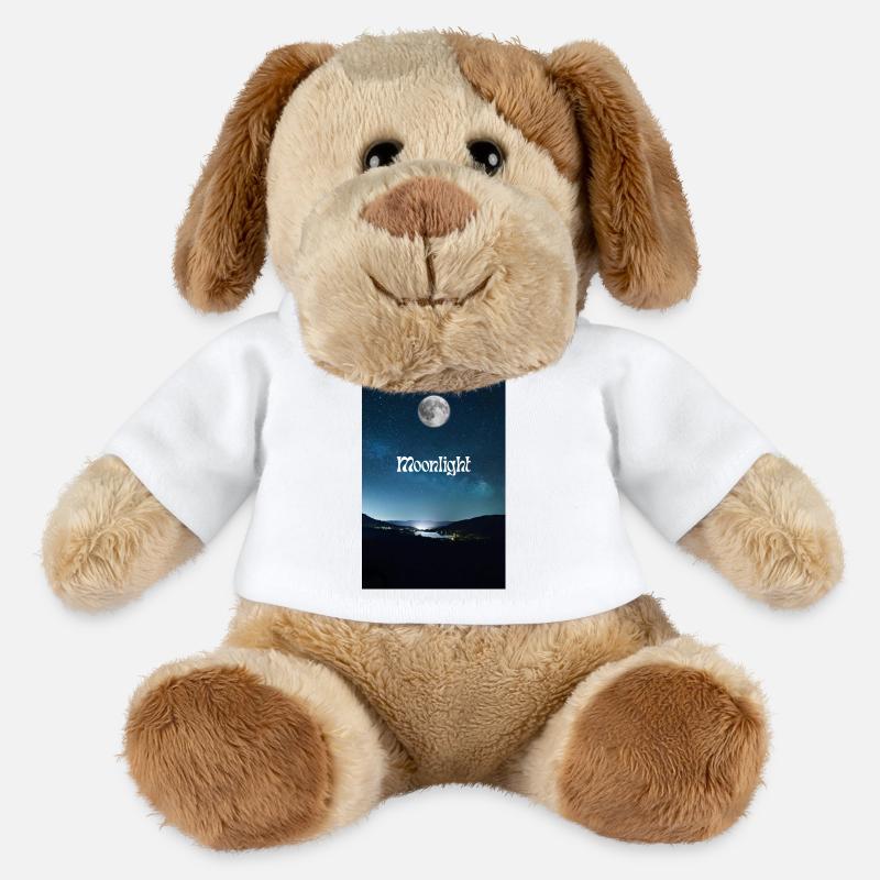 Douce nuit au clair de lune avec ciel étoilé - Chien en peluche Helge MiniFeet® - blanc
