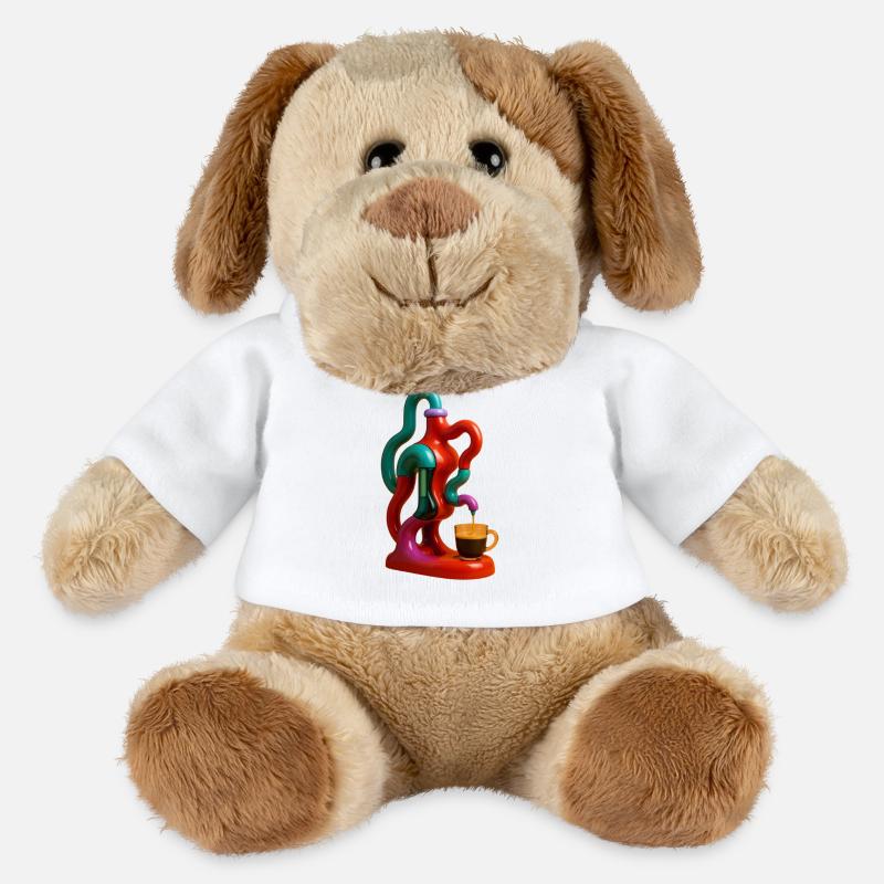 Le café coule dans un jeu de couleurs - Chien en peluche Helge MiniFeet® - blanc