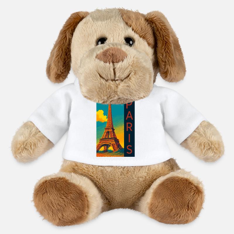 Paris PopArt Skyline Eiffel Tower - MiniFeet® Dog Helge - white