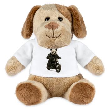 Leder-Panda-Biker auf Motorrad - MiniFeet® Hund Helge - Weiß - Vorne