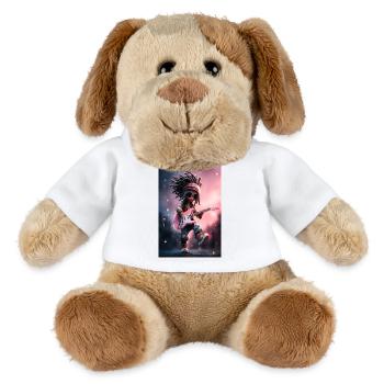 Poupée de pierre à dreadlocks avec guitare rose - Chien en peluche Helge MiniFeet® - blanc - Devant