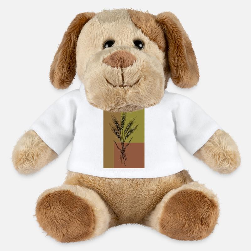 Weizen Ähren Line Art – Botanisches Design - MiniFeet® Hund Helge - Weiß