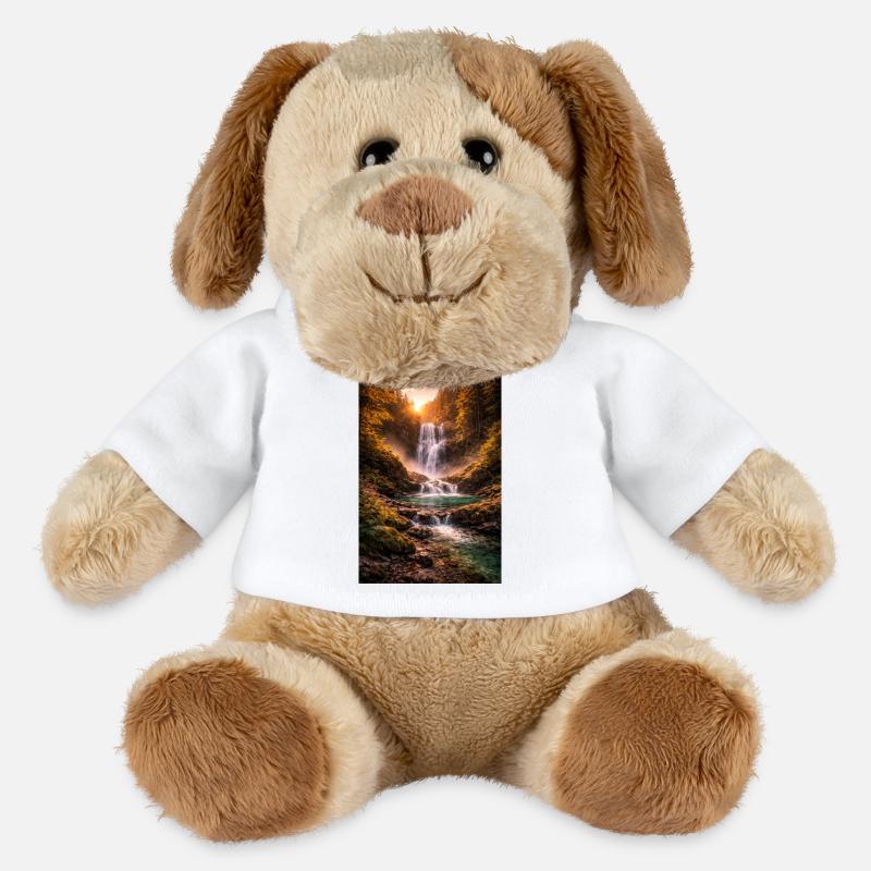 Cascade sous le soleil du soir - Chien en peluche Helge MiniFeet® - blanc