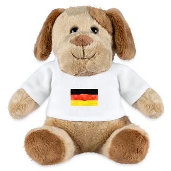 Drapeau de l’Allemagne avec coquelicot - Chien en peluche Helge MiniFeet® - blanc - Devant