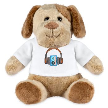 Kopfhörer und Audiokassette - MiniFeet® Hund Helge - Weiß - Vorne