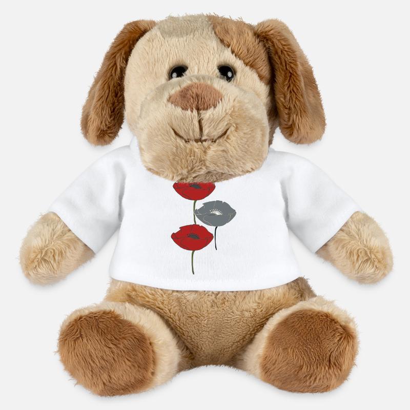 mohnblumen und grau - MiniFeet® Hund Helge - Weiß