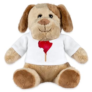 Rotes Herz Eis mit Biss - MiniFeet® Hund Helge - Weiß - Vorne