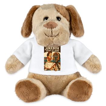 Pin-up des années 50 dans un diner : Là où le jukebox connaît mon nom - Chien en peluche Helge MiniFeet® - blanc - Devant