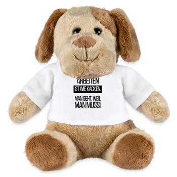 Arbeiten ist wie kacken - MiniFeet® Hund Helge - Weiß - Vorne