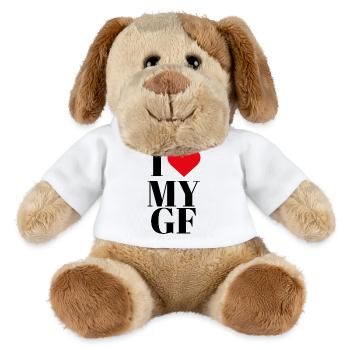 I love my Girlfriend Sticker, ohne Hintergrund - MiniFeet® Hund Helge - Weiß - Vorne