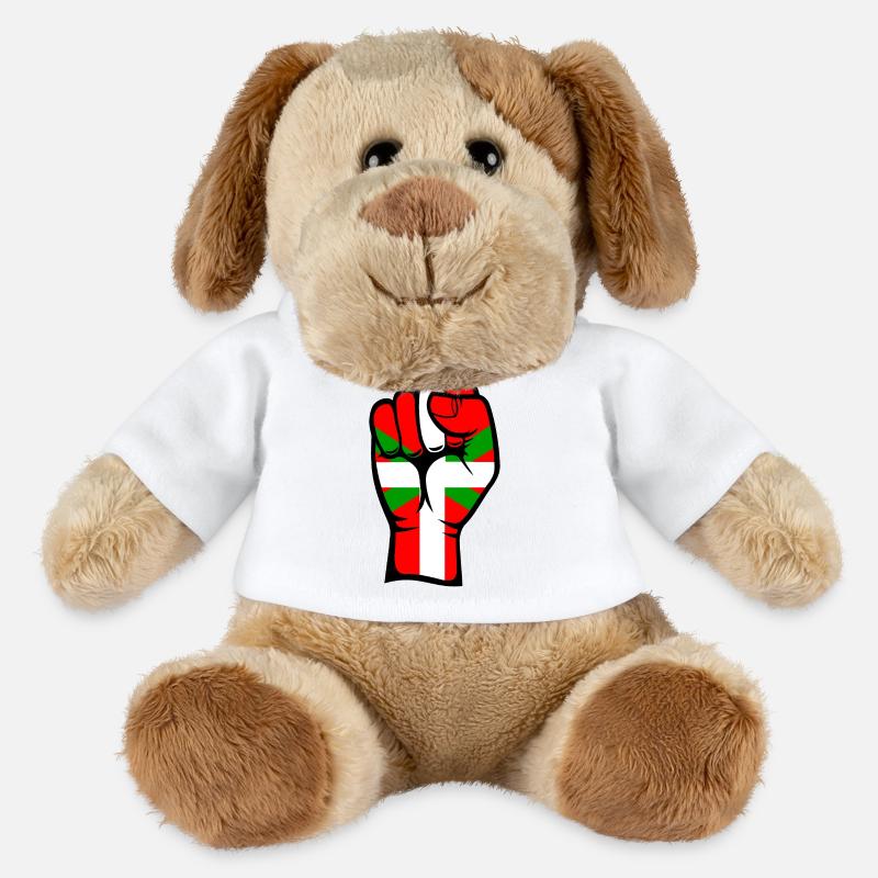 Poing drapeau basque - Chien en peluche Helge MiniFeet® - blanc