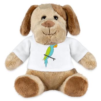 Illustration d'un perroquet coloré sur une branche - Chien en peluche Helge MiniFeet® - blanc - Devant