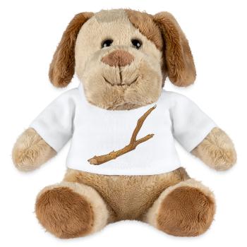 ein Stück abgebrochener Ast eines Baums - MiniFeet® Hund Helge - Weiß - Vorne
