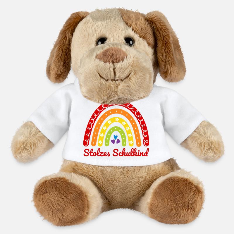 Stolzes Schulkind Boho Regenbogen bunt Einschulung - MiniFeet® Hund Helge - Weiß