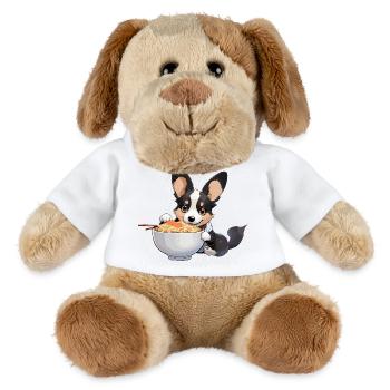 Corgi qui mange des ramens #3 - Chien en peluche Helge MiniFeet® - blanc - Devant