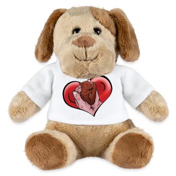 Comic baby squirrel in hands in heart - MiniFeet® Dog Helge - white - Front
