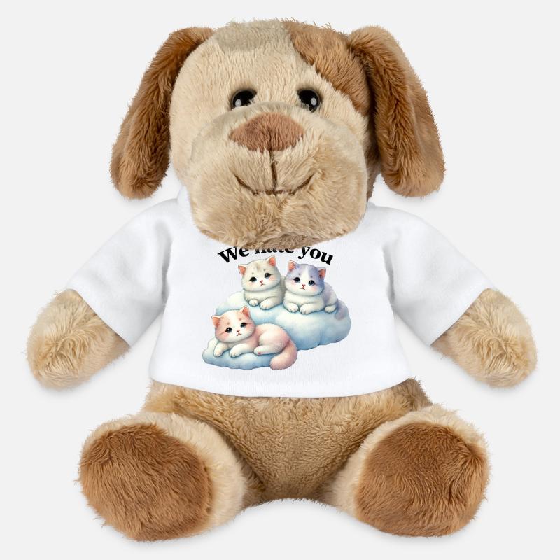 Three fluffy kittens "We hate you" - MiniFeet® Dog Helge - white