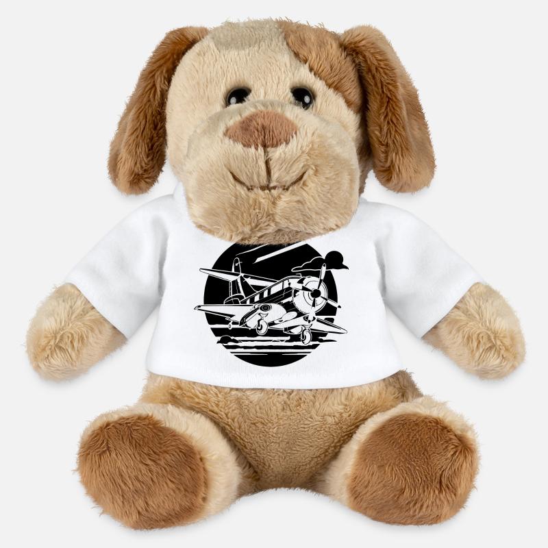 Propellerflugzeug Zeichnung - MiniFeet® Hund Helge - Weiß