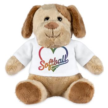  Softball Regenbogen Herz Softball Liebe Pride Fan - MiniFeet® Hund Helge - Weiß - Vorne