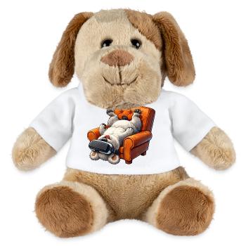 Hund mit VR Brille im Sessel - MiniFeet® Hund Helge - Weiß - Vorne