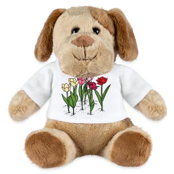 Tulipes au printemps - Chien en peluche Helge MiniFeet® - blanc - Devant
