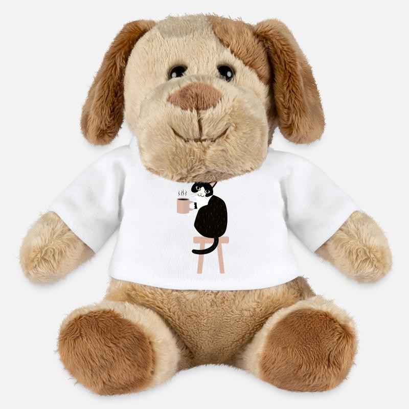 Pause café chat - Chien en peluche Helge MiniFeet® - blanc
