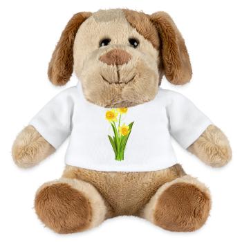 Leuchtende Osterglocken – Frühlingsblumen - MiniFeet® Hund Helge - Weiß - Vorne