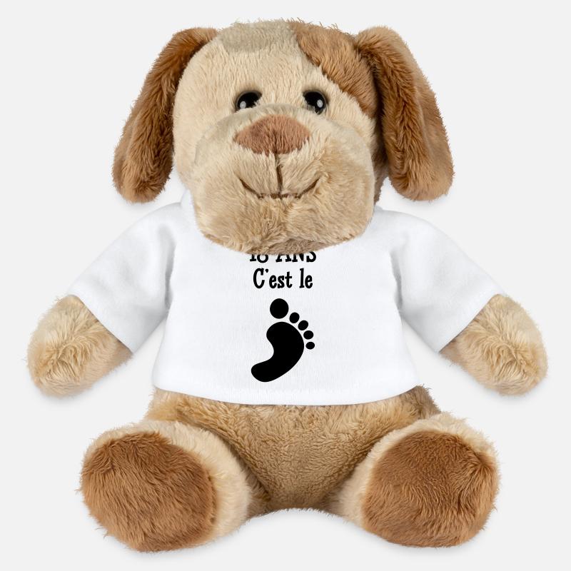 18 ans c'est le pied ! - Chien en peluche Helge MiniFeet® - blanc