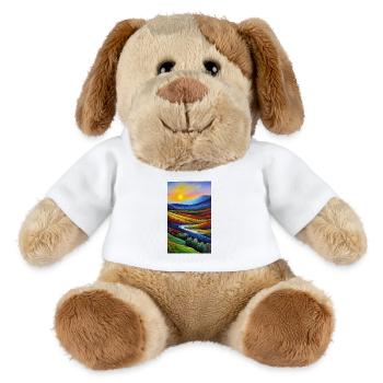 Colorful impressionism watercolor sunset - MiniFeet® Dog Helge - white - Front