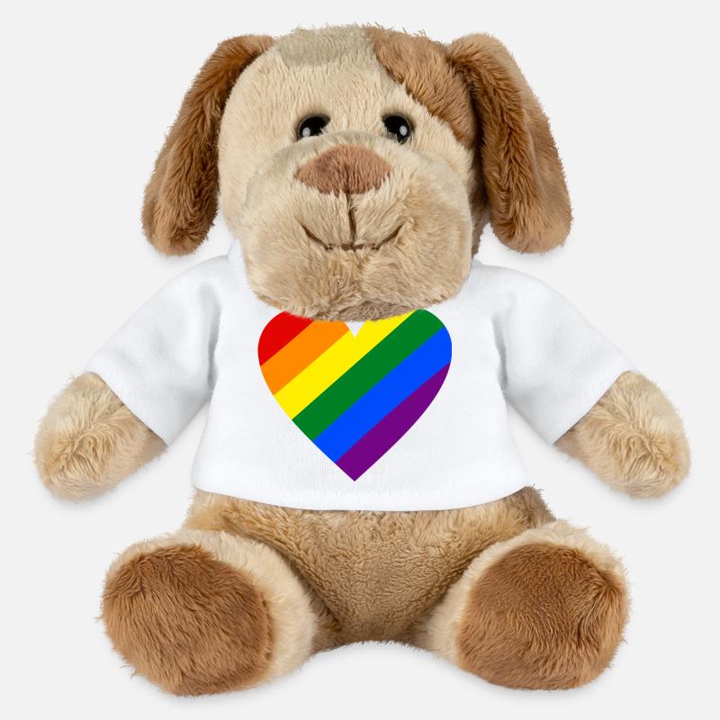 Regenbogen Herz - MiniFeet® Hund Helge - Weiß