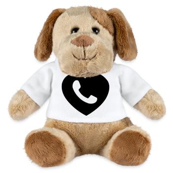 Cœur ou cœur avec téléphone ombre coupée - Chien en peluche Helge MiniFeet® - blanc - Devant