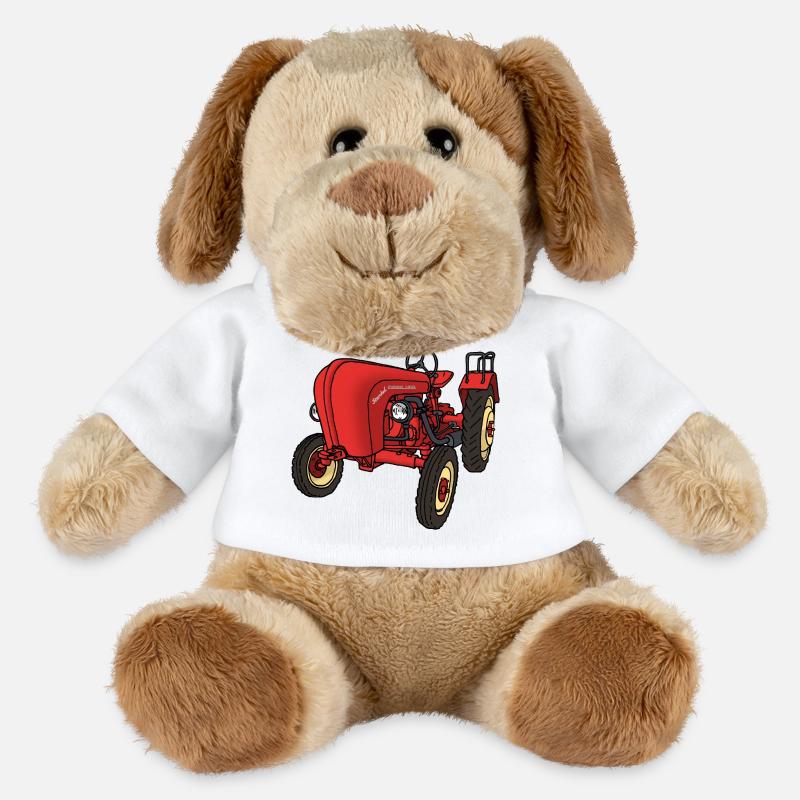 Roter Trecker - MiniFeet® Hund Helge - Weiß