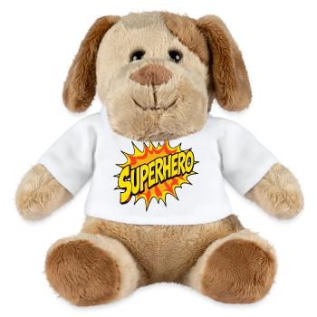 Comic Book Style Superhero Design - MiniFeet® Dog Helge - white - Front