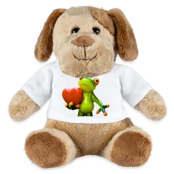 Frosch mit Herz motivierte Skulptur - MiniFeet® Hund Helge - Weiß - Vorne